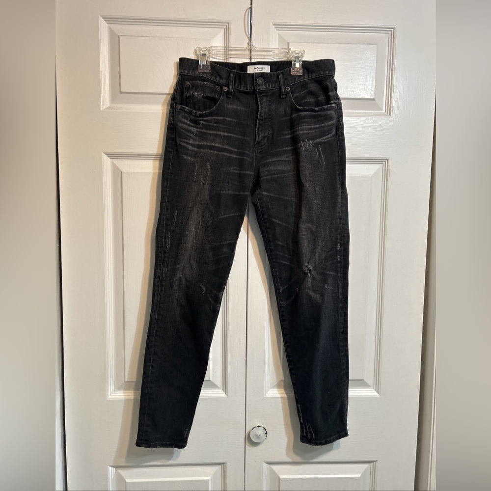 Moussy Vintage Distressed Mid-Rise Skinny Jeans Black Size 28 Charcoal Wash